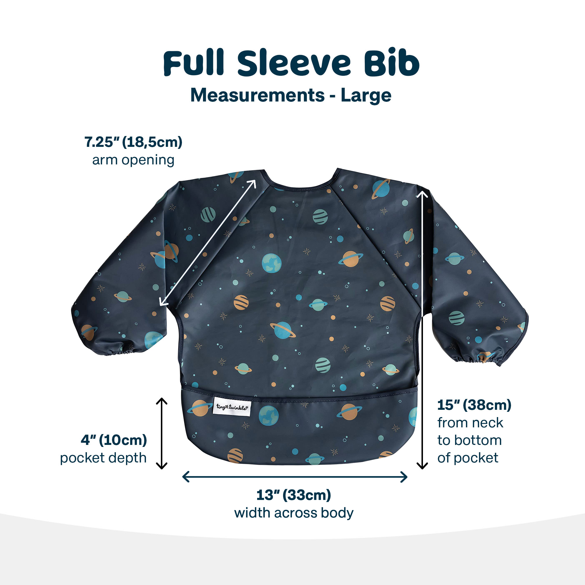 Tiny Twinkle - Mess-Proof Long Sleeve Bib - Space - Small/Large