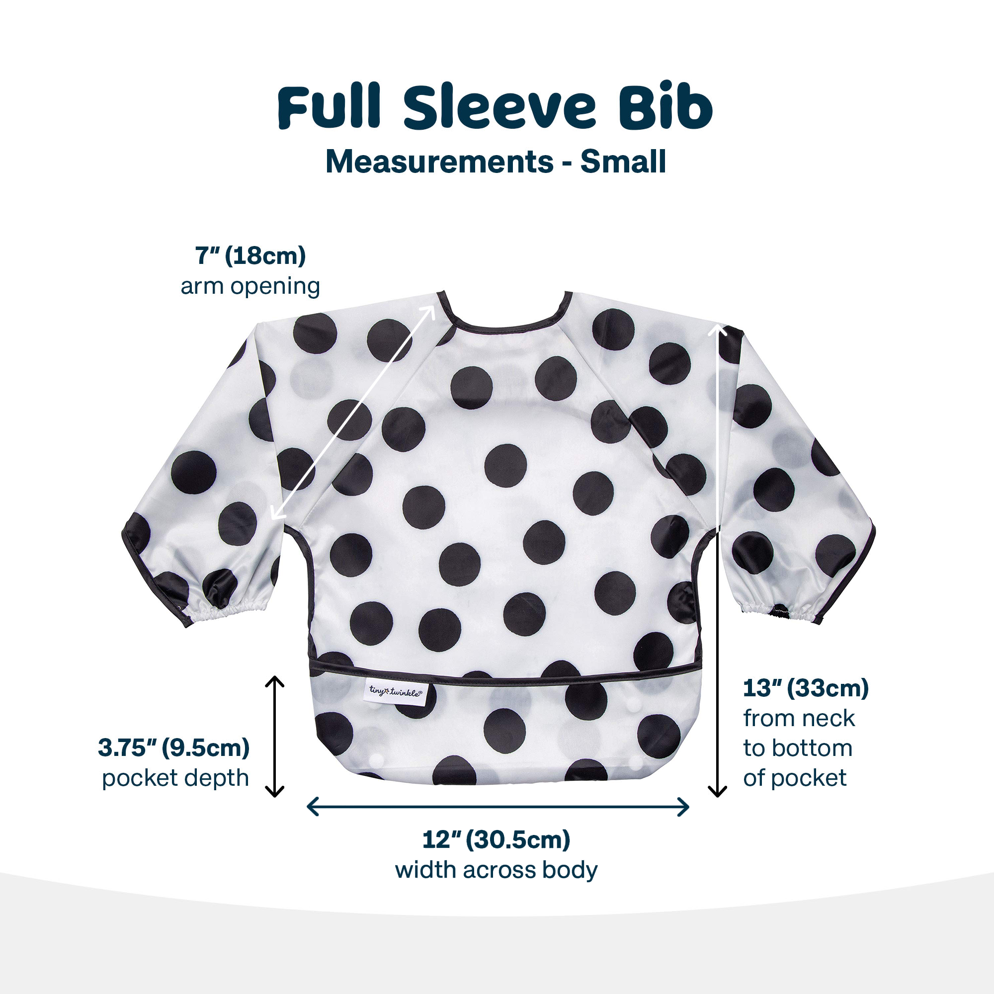 Tiny Twinkle - Mess-Proof Full Long Sleeve Bib - Polka Dot - Small/Large