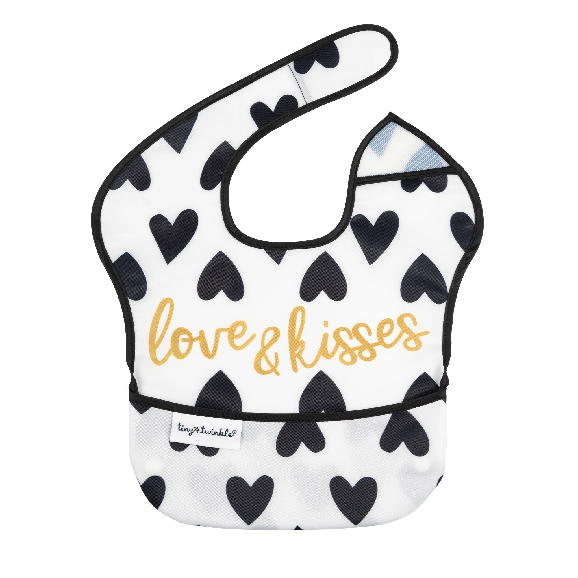Tiny Twinkle - Mess - Proof Easy Bib - Gold Love and Kisses