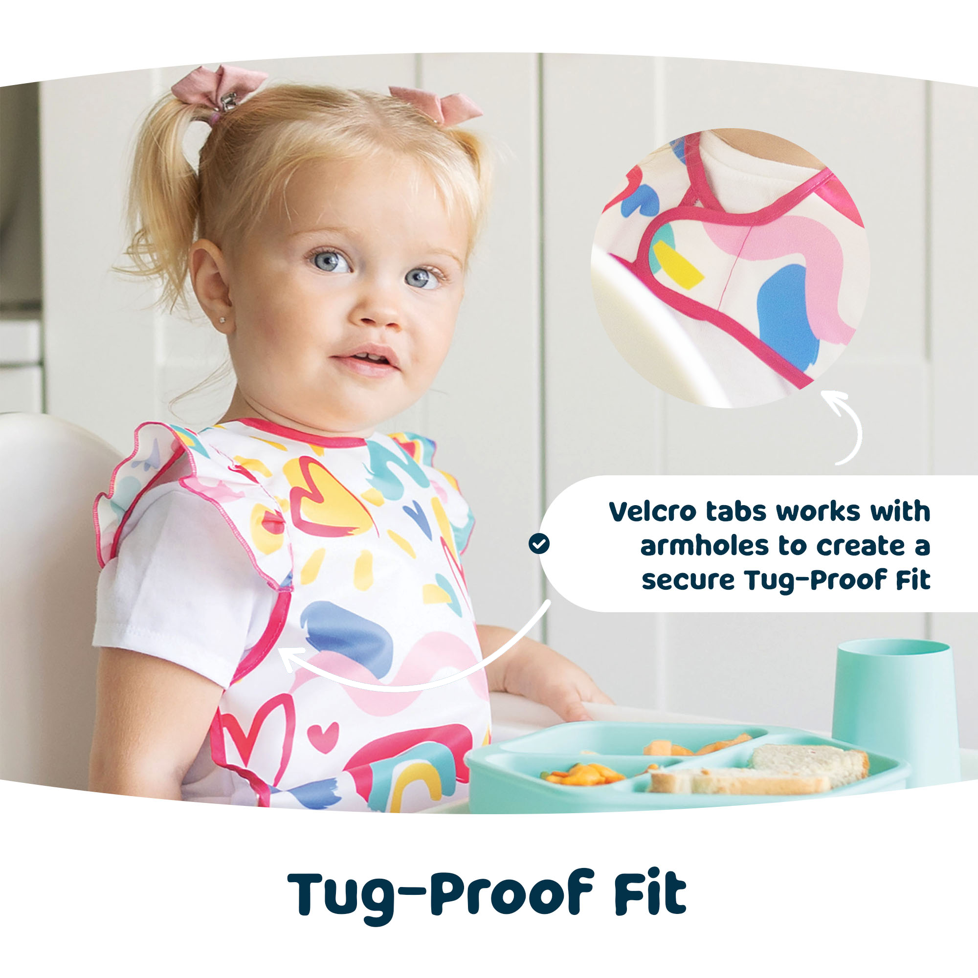 Tiny Twinkle - Mess-proof Apron Bib Ruffle - Unicorn Confetti