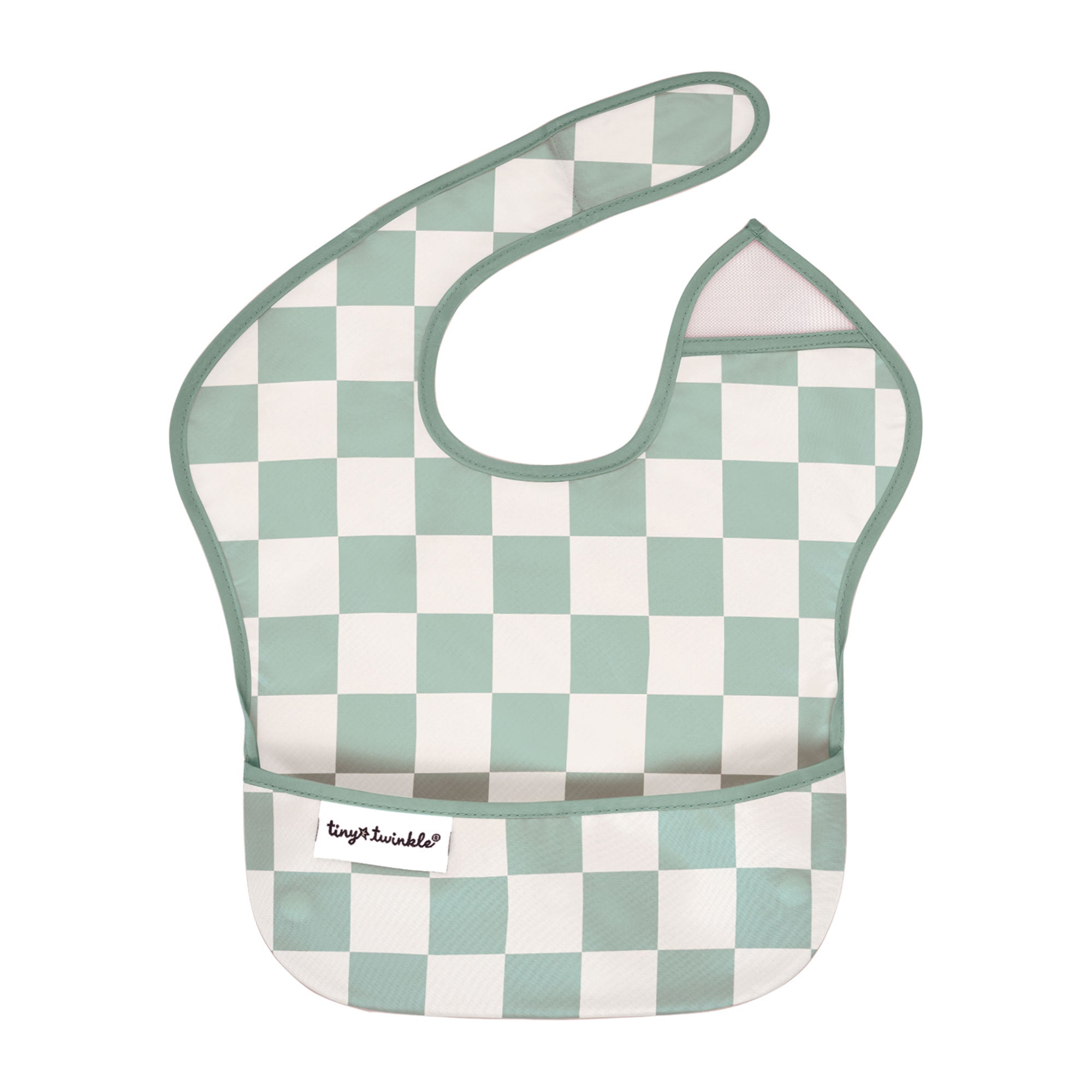 Tiny Twinkle - Mess-Proof Easy Bib - Sage Checkers