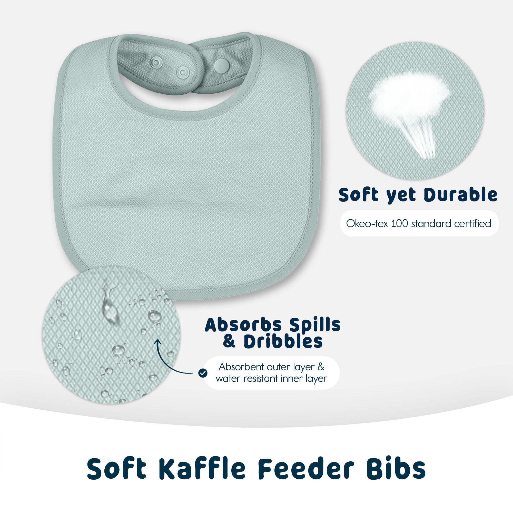 Tiny Twinkle - Kaffle® Feeder Bib 8 Pack - Blue, Olive Green, Grey & Brown Set