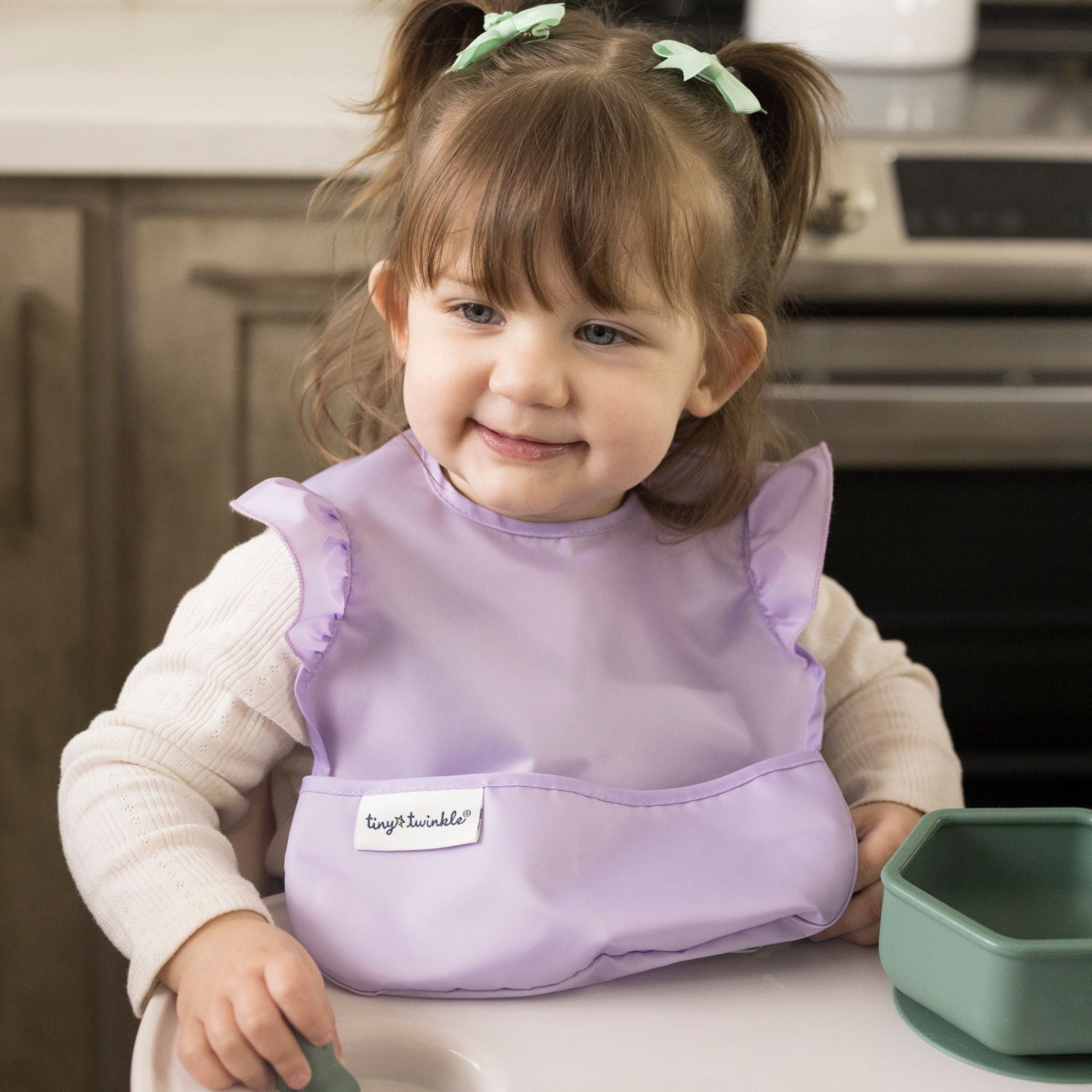 Tiny Twinkle - Mess - Proof Easy Bib 3 Pack - Floral Pop, Lavender & Mint Set