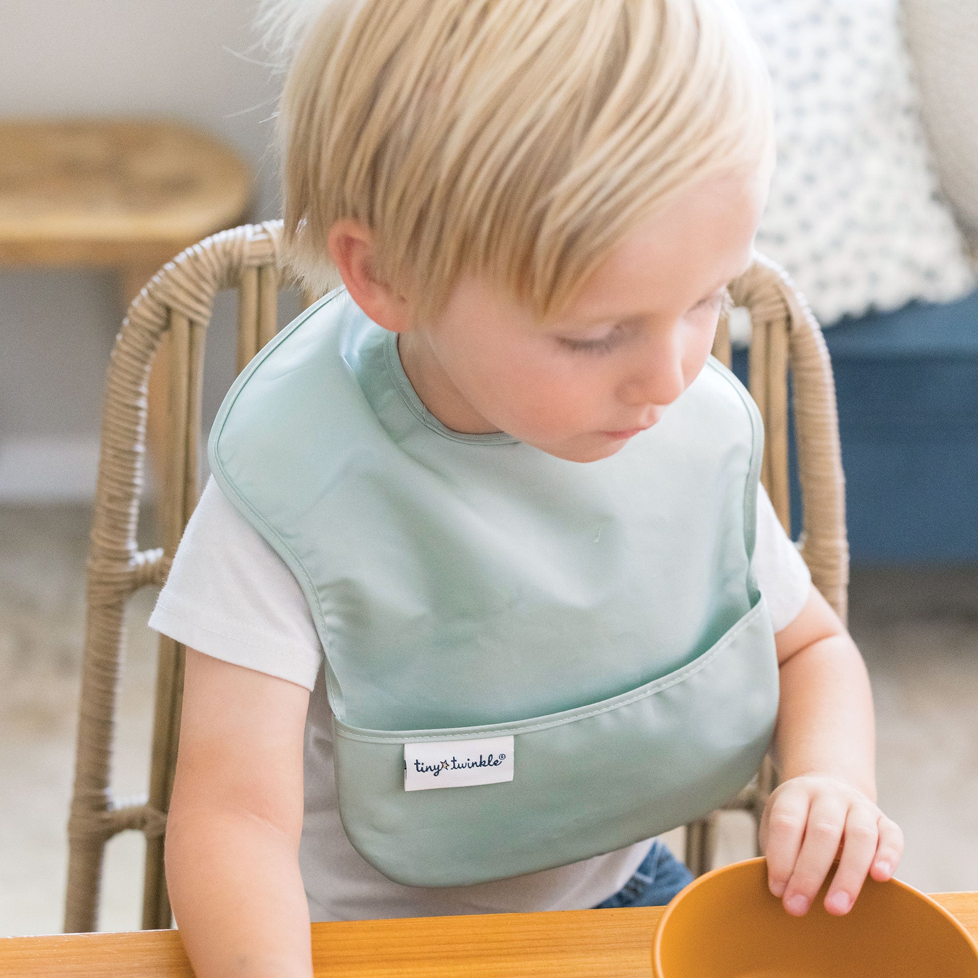 Tiny Twinkle - Mess - Proof Easy Bib Pack of 3 - Solid Sage, Charcoal, Ice Blue