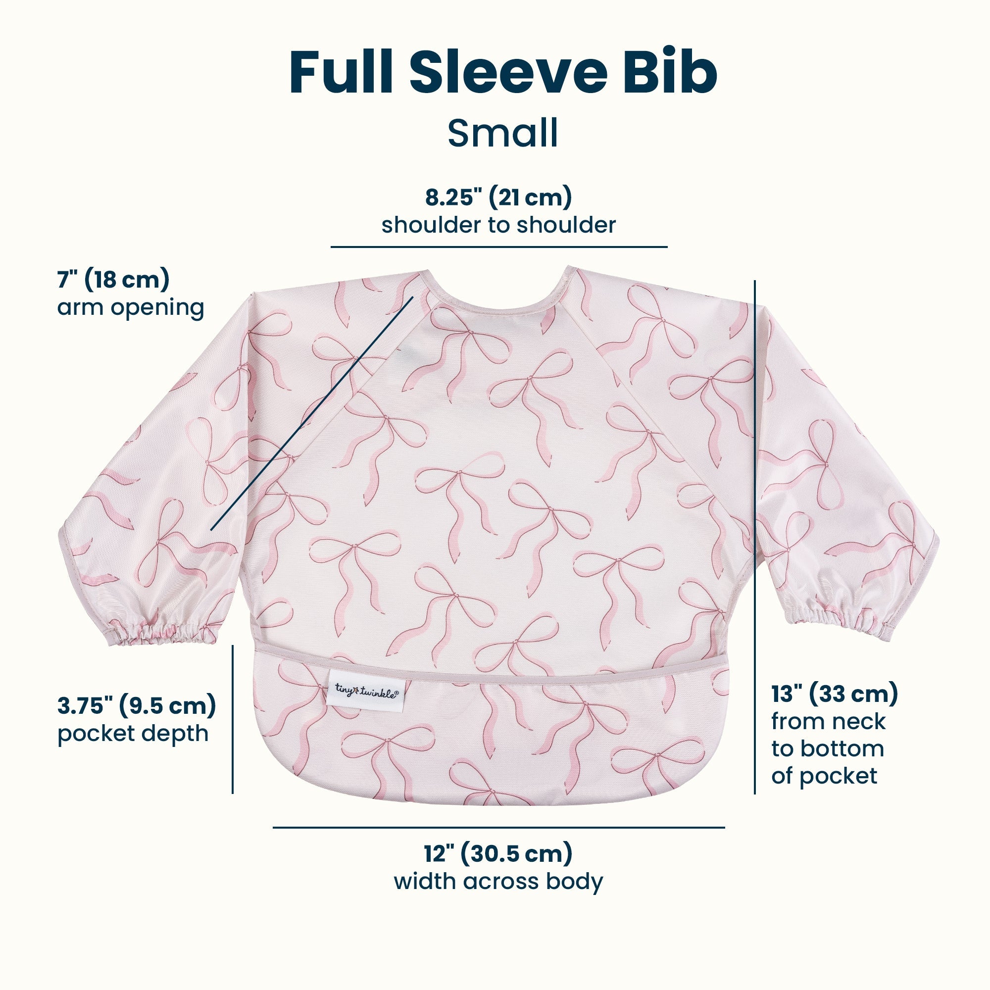 Tiny Twinkle - Mess - Proof Full Sleeve Bib - Bows - Small for 6 - 24 Months
