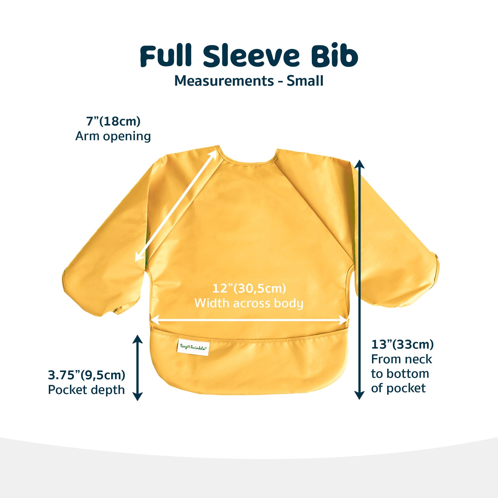 Tiny Twinkle - Mess - Proof Long Sleeve Bib 2 Pack - Taupe, Dandelion - Small/Large