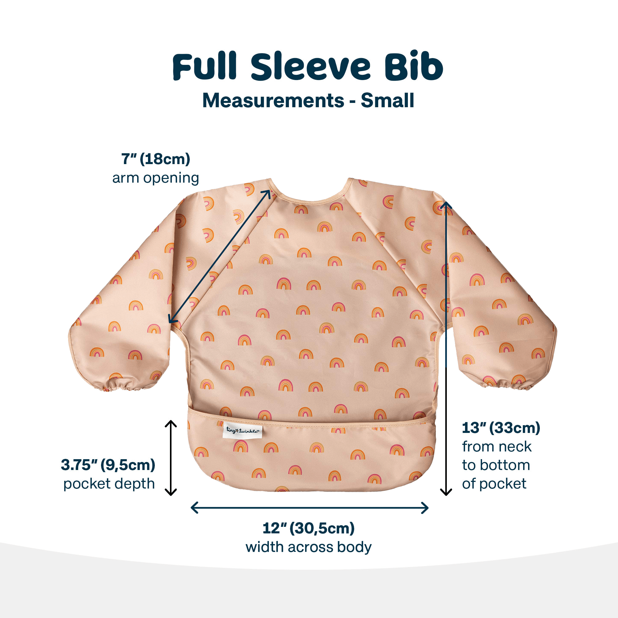 Tiny Twinkle - Mess - Proof Long Sleeve Bib - Boho Rainbow - Small/Large