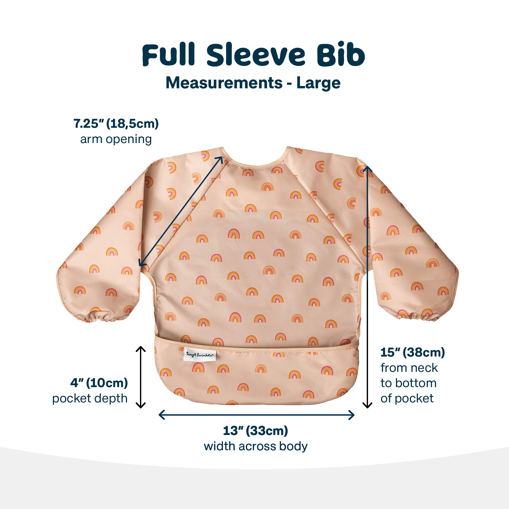 Tiny Twinkle - Mess - Proof Long Sleeve Bib - Boho Rainbow - Small/Large