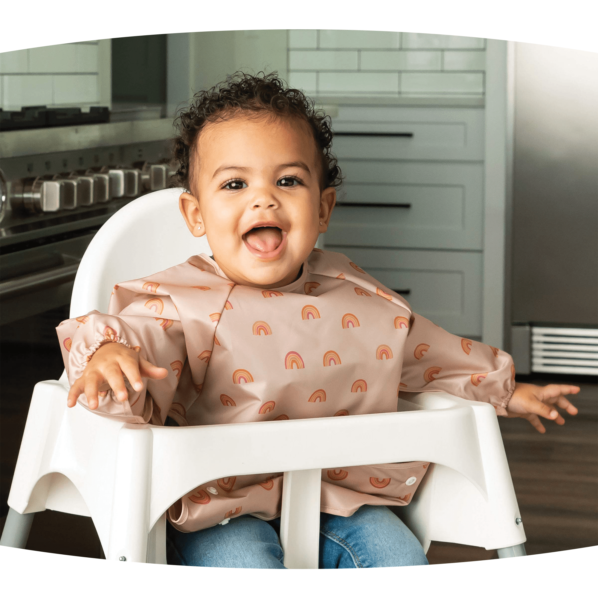 Tiny Twinkle - Mess - Proof Long Sleeve Bib - Boho Rainbow - Small/Large