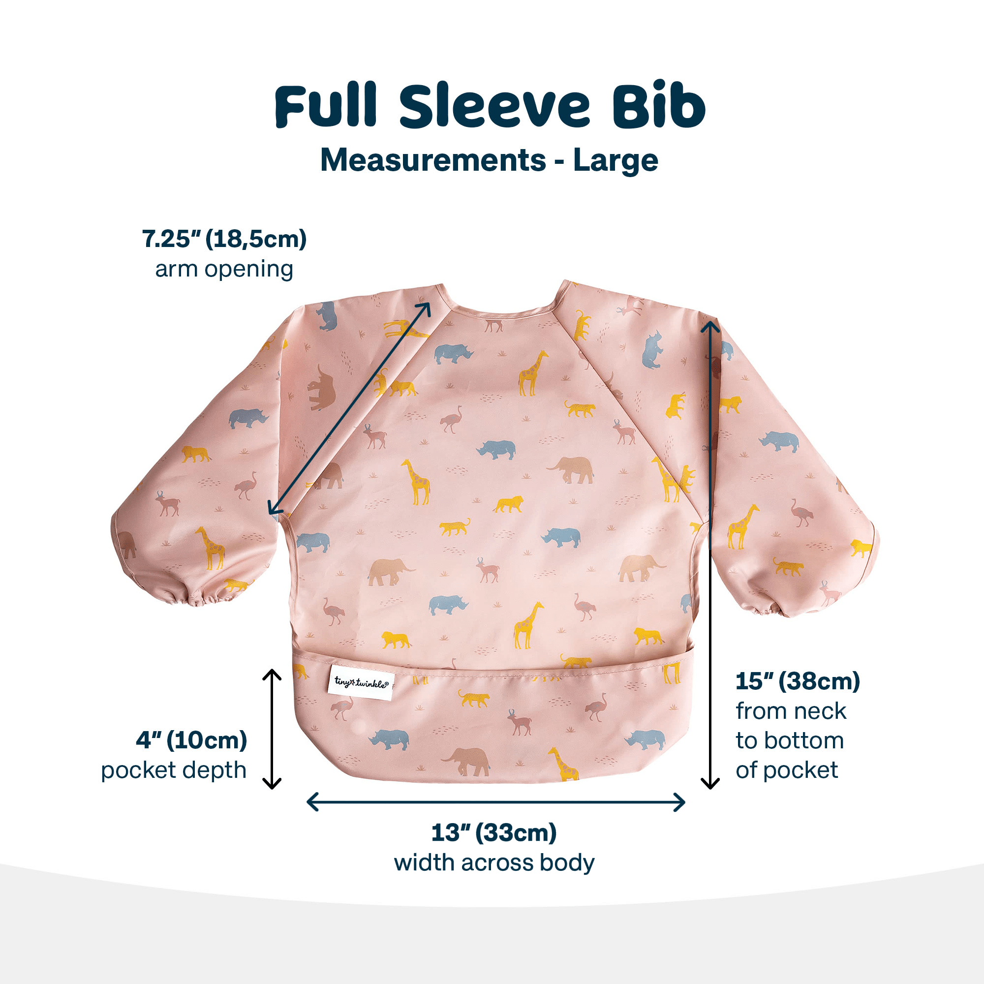 Tiny Twinkle - Mess - Proof Long Sleeve Bib - Petite Safari