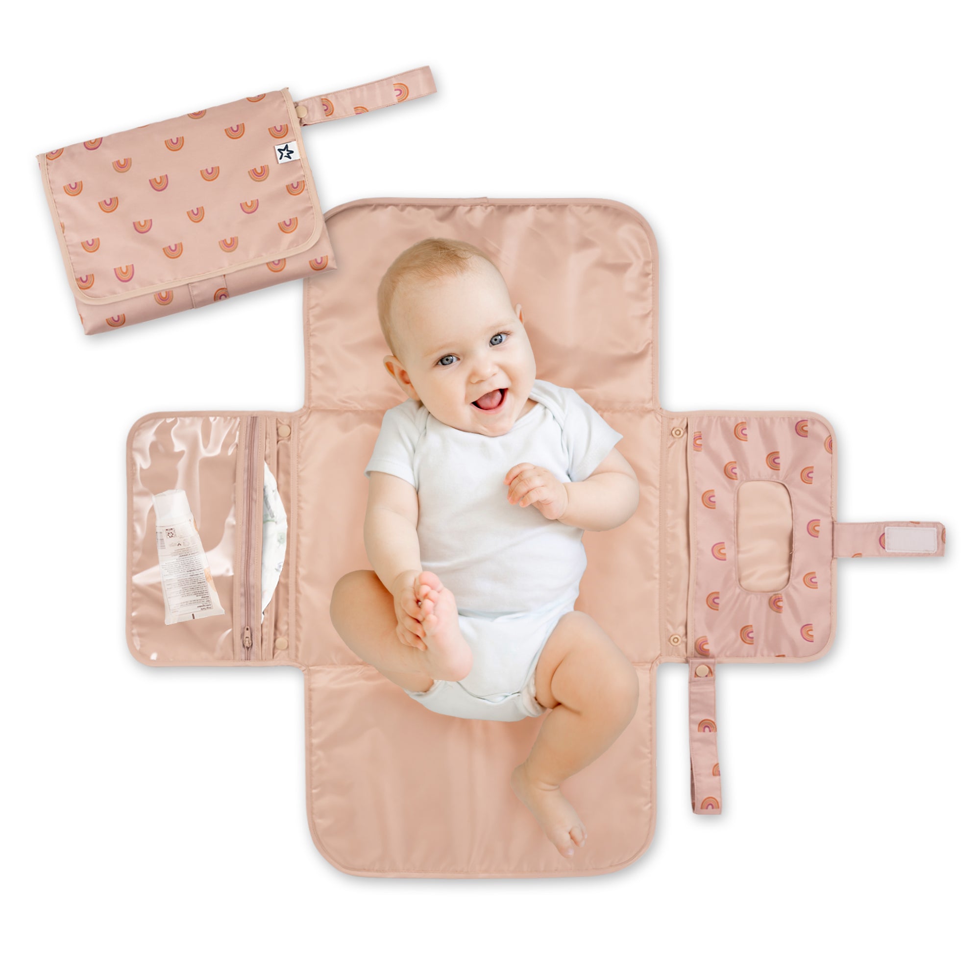 Tiny Twinkle - Mess - Proof Portable Nappy Changing Pad - Boho Rainbow