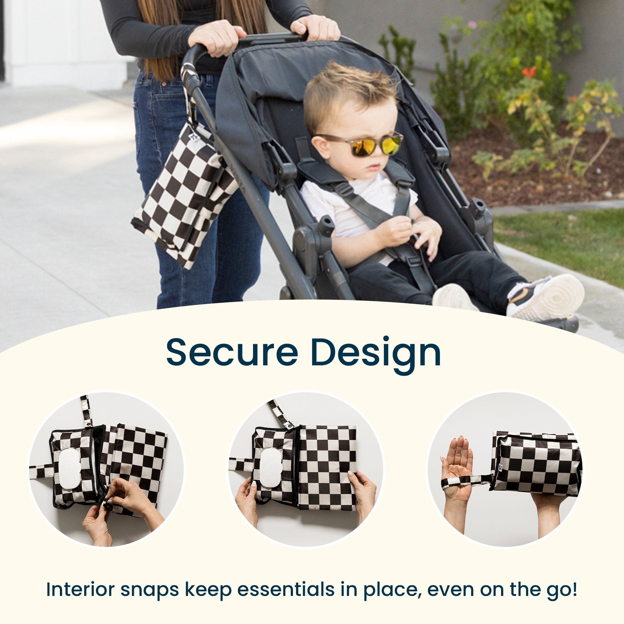 Tiny Twinkle - Portable Diaper Changing Pad - Black Checkers