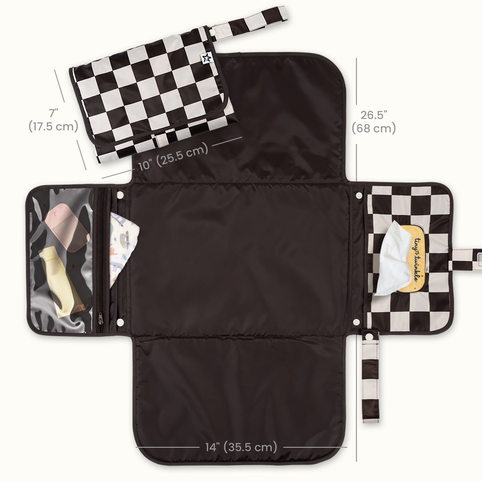 Tiny Twinkle - Portable Diaper Changing Pad - Black Checkers