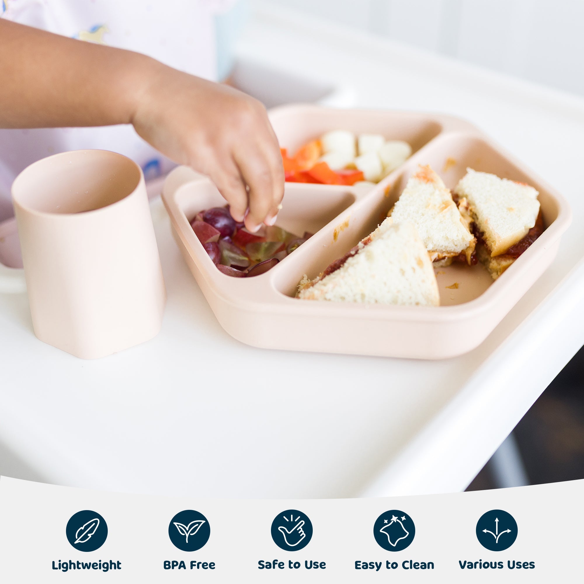 Tiny Twinkle - Silicone Suction Plate and Lid Set - Sand