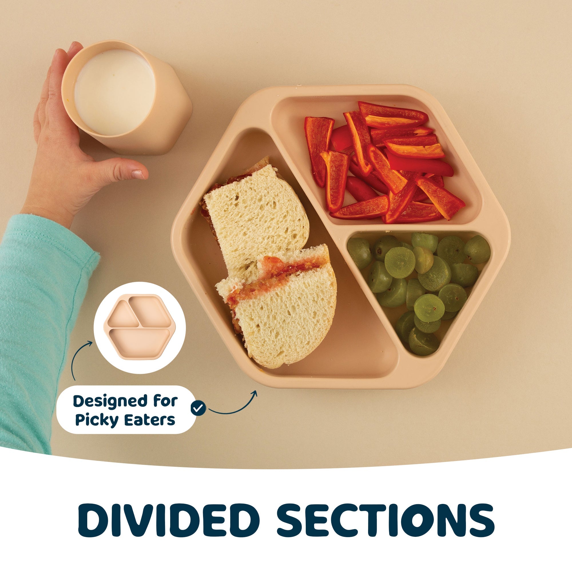 Tiny Twinkle - Silicone Suction Plate and Lid Set - Sand