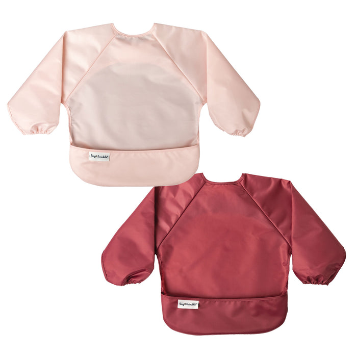 Tiny Twinkle - Mess-proof Full Long Sleeve Bib 2 Pack - Rose, Burgundy -Small/Large