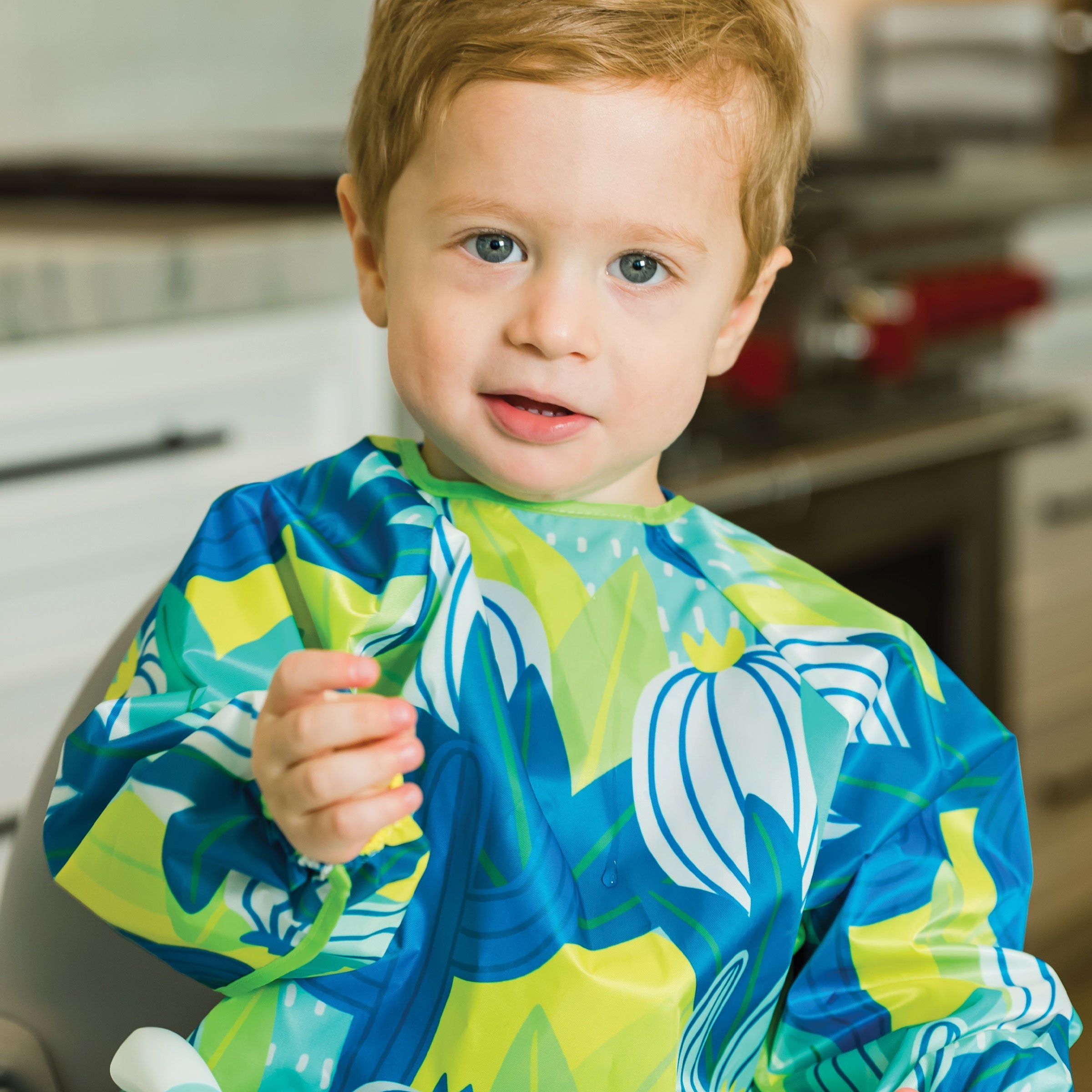 Tiny Twinkle - Mess-Proof Long Sleeve Bib - Saguaro - Small/Large