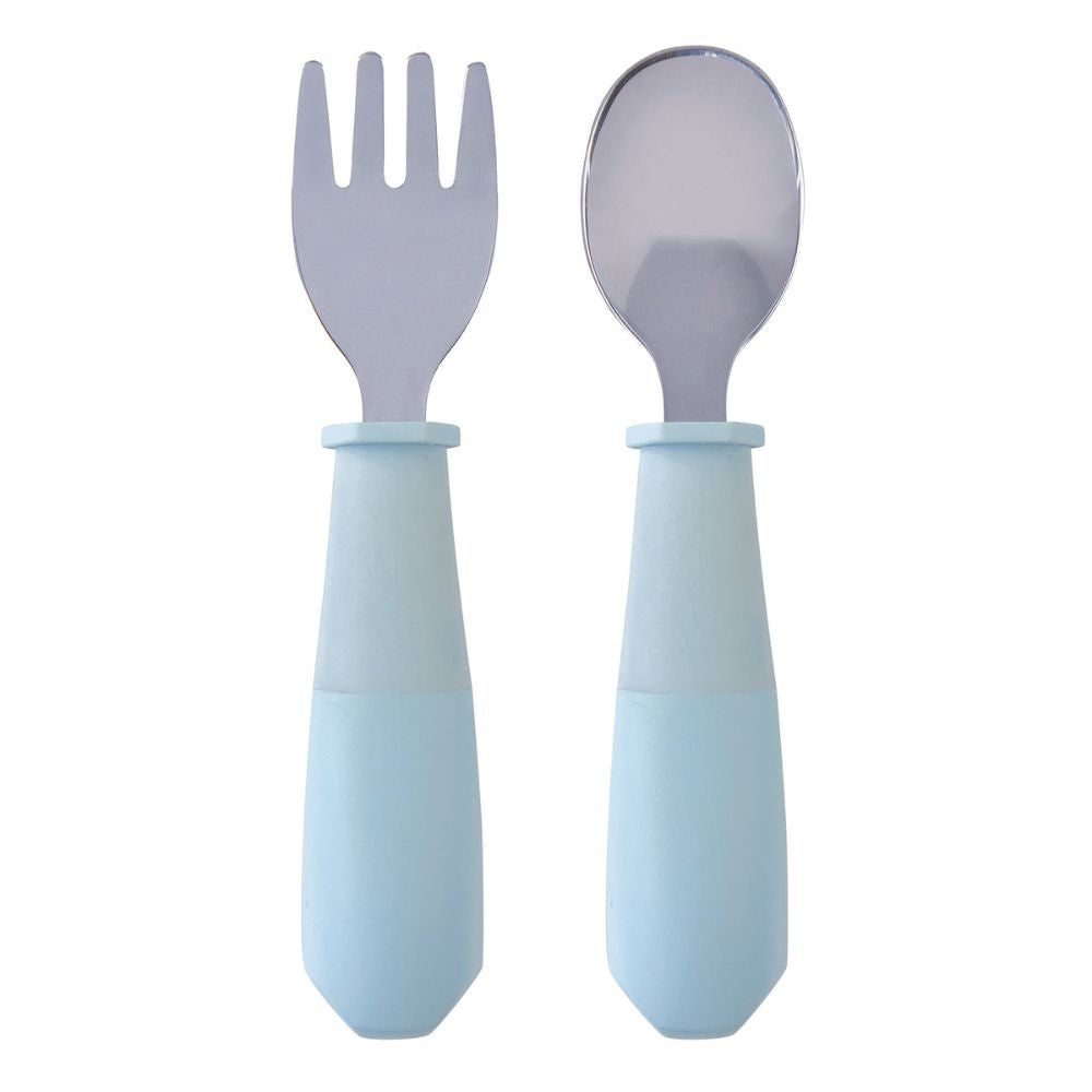 Tiny Twinkle - Stainless Steel Fork and Spoon Set - Ice Blue