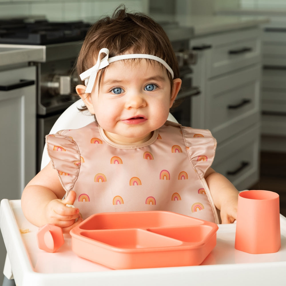 Tiny Twinkle - Silicone Suction Plate and Lid Set - Coral