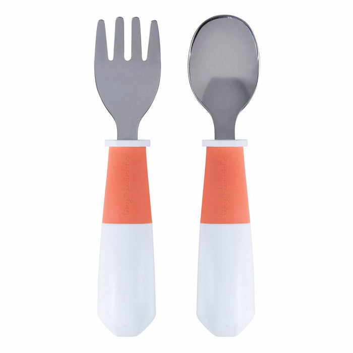 Tiny Twinkle - Stainless Fork and Spoon Set - Coral