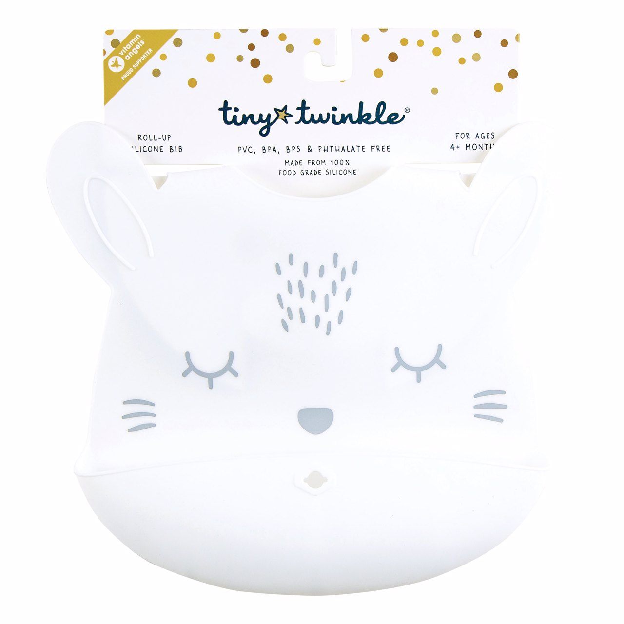 Tiny Twinkle - Silicone Roll-up Bib - White Bunny