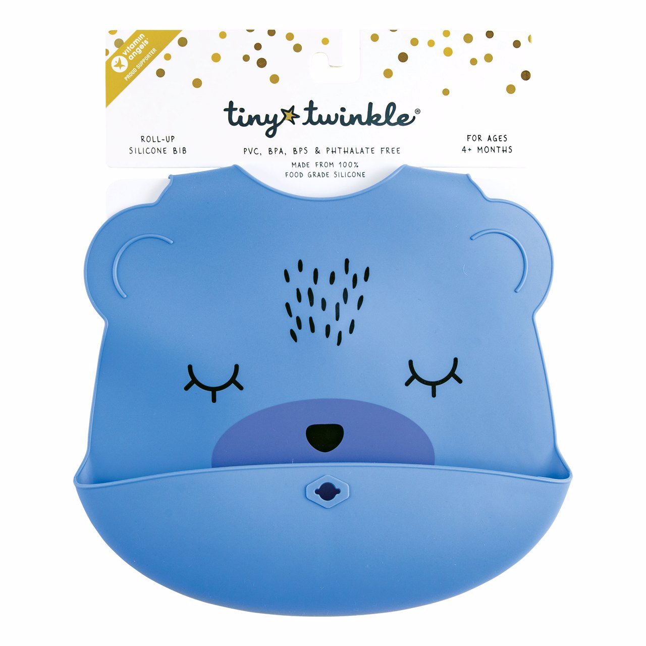 Tiny Twinkle - Silicone Roll-up Bib - Indigo Bear
