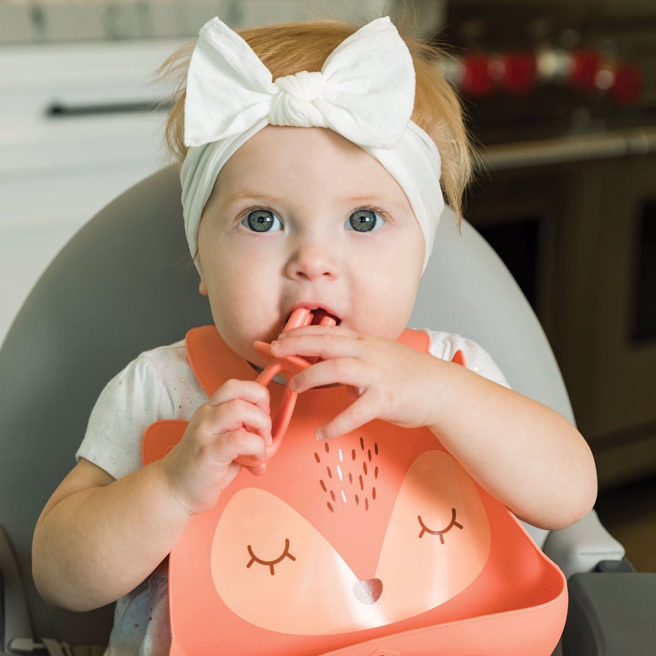 Tiny Twinkle - Silicone Roll-up Bib - Coral Fox