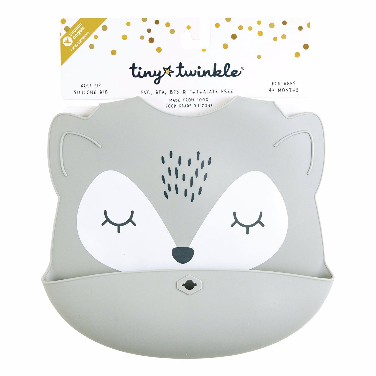 Tiny Twinkle - Silicone Roll-up Bib - Grey Fox