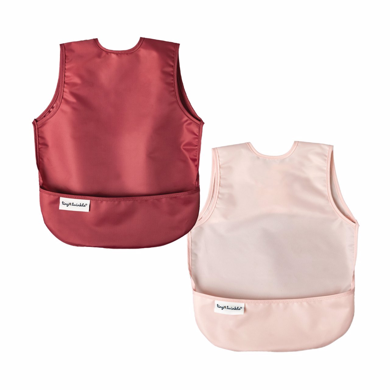 Tiny Twinkle - Mess-proof Apron Bib Set of 2 - Burgundy, Rose