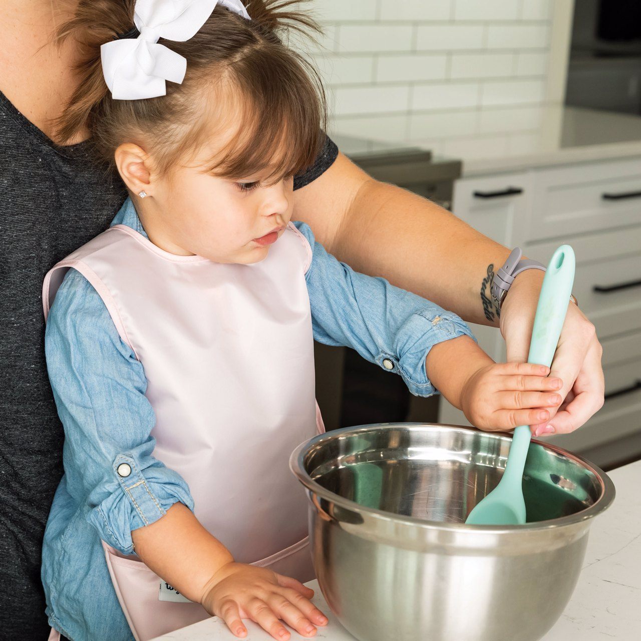 Tiny Twinkle - Mess-proof Apron Bib Set of 2 - Burgundy, Rose