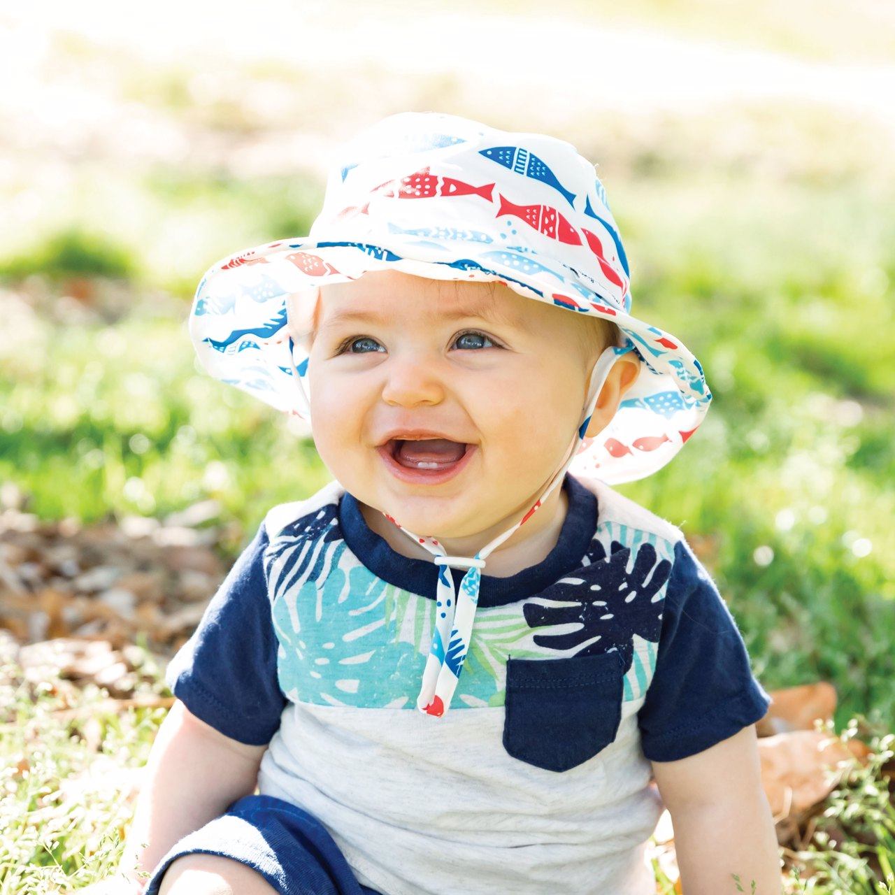 Tiny Twinkle - UPF 50+ Kids Sun Bucket Hat - Tribal Fish