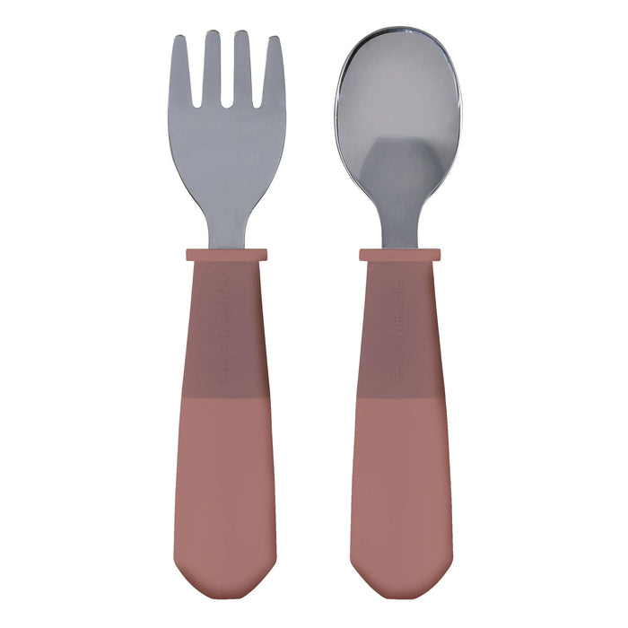 Tiny Twinkle - Stainless Steel Fork and Spoon Set - Taupe