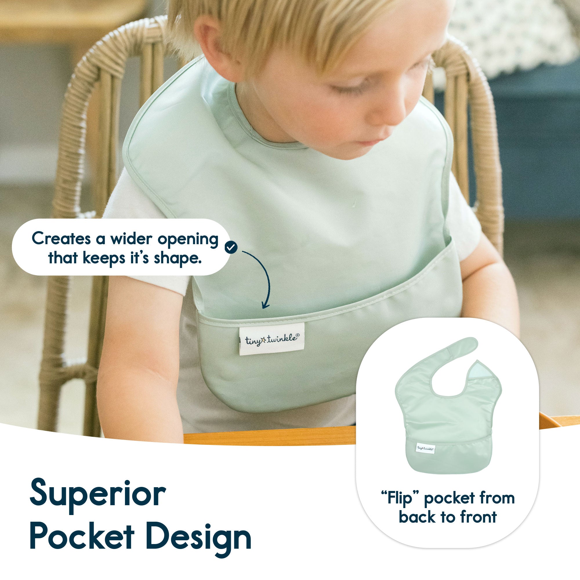 Tiny Twinkle - Mess - Proof Easy Bib 3 Pack - Black, Sage Checkers & Dark Grey