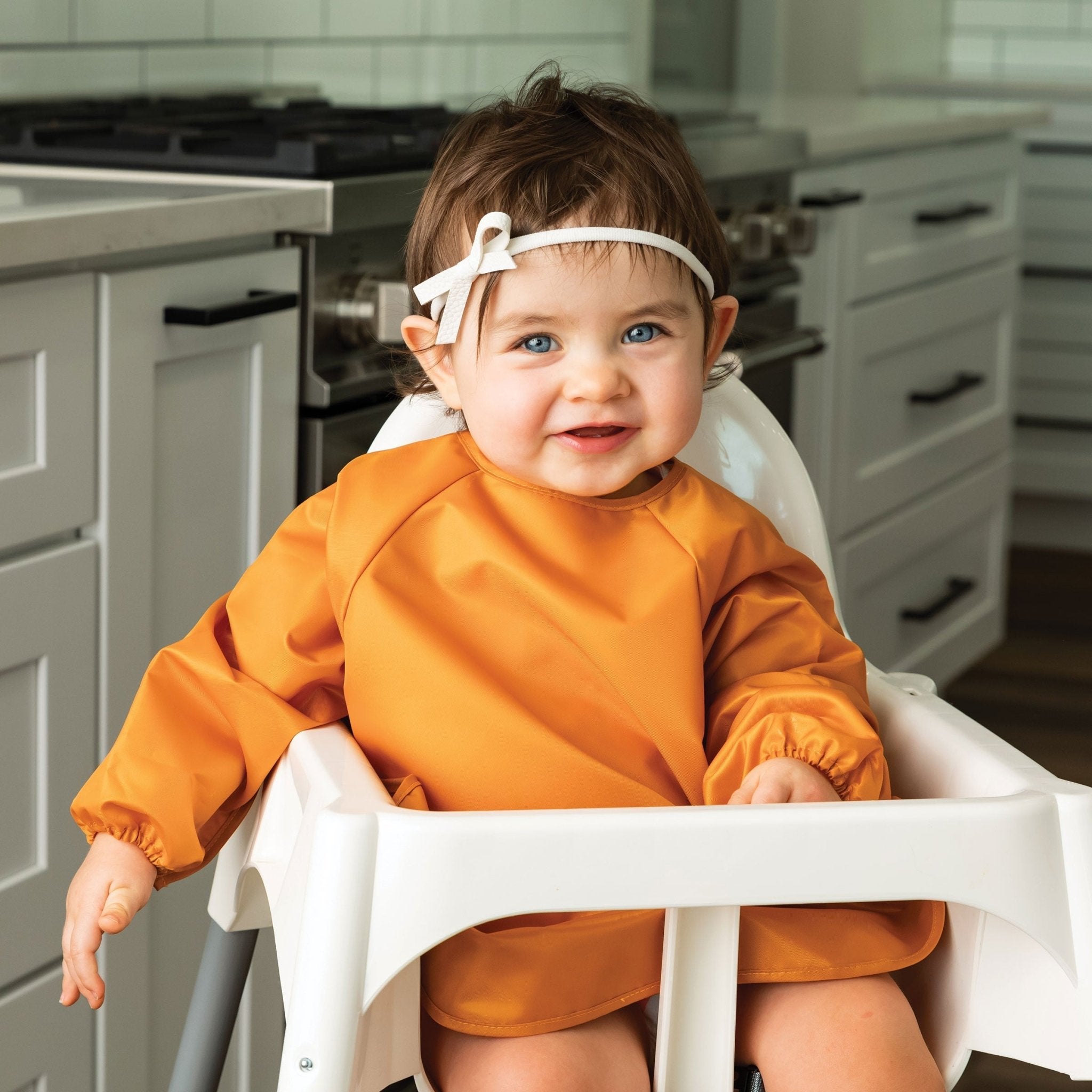 Tiny Twinkle - Mess - Proof Long Sleeve Bib 2 Pack - Sand, Cinnamon - Small/Large