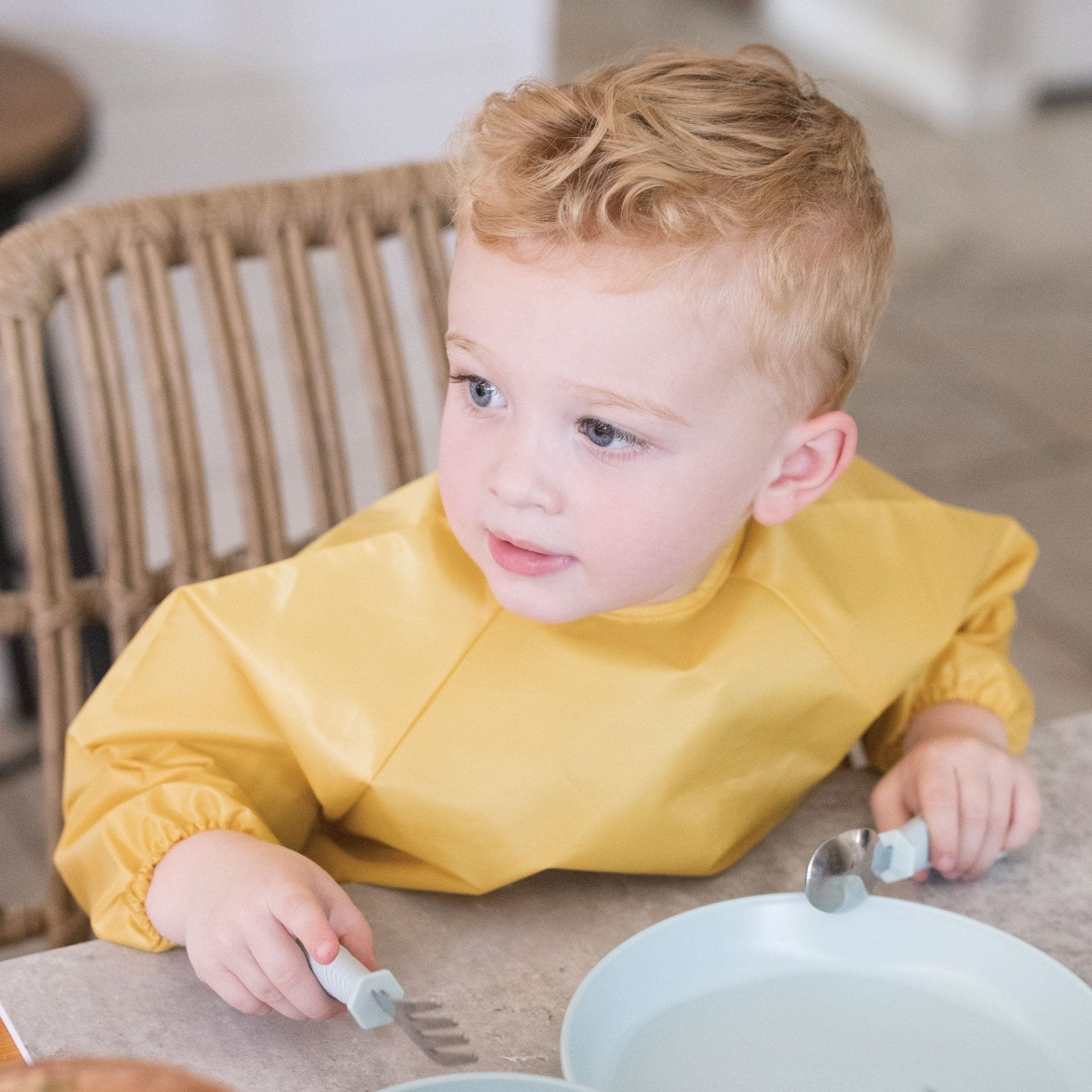 Tiny Twinkle - Mess - Proof Long Sleeve Bib 2 Pack - Taupe, Dandelion - Small/Large