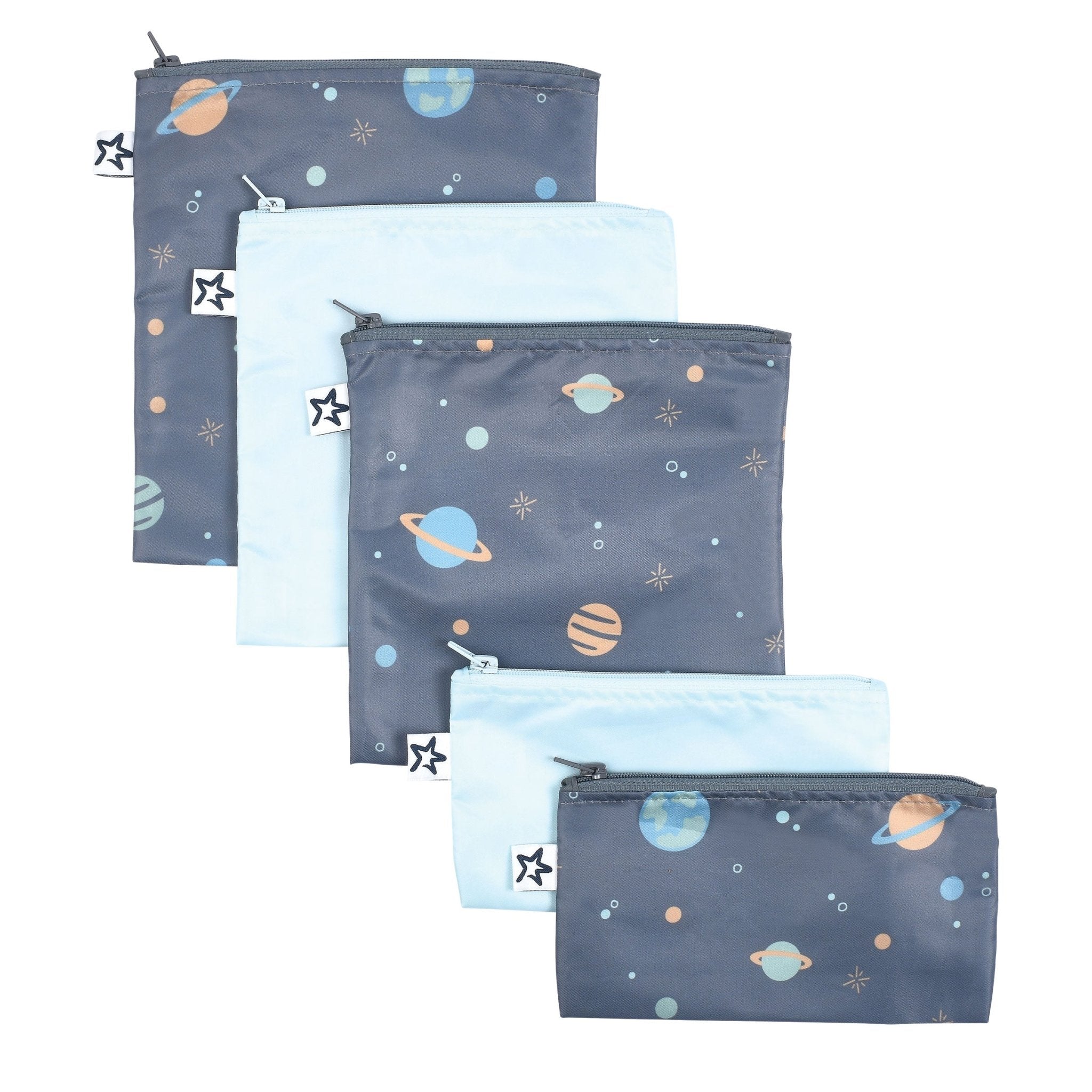 Tiny Twinkle - Mess - Proof Snack Bag 5 Pack - Space