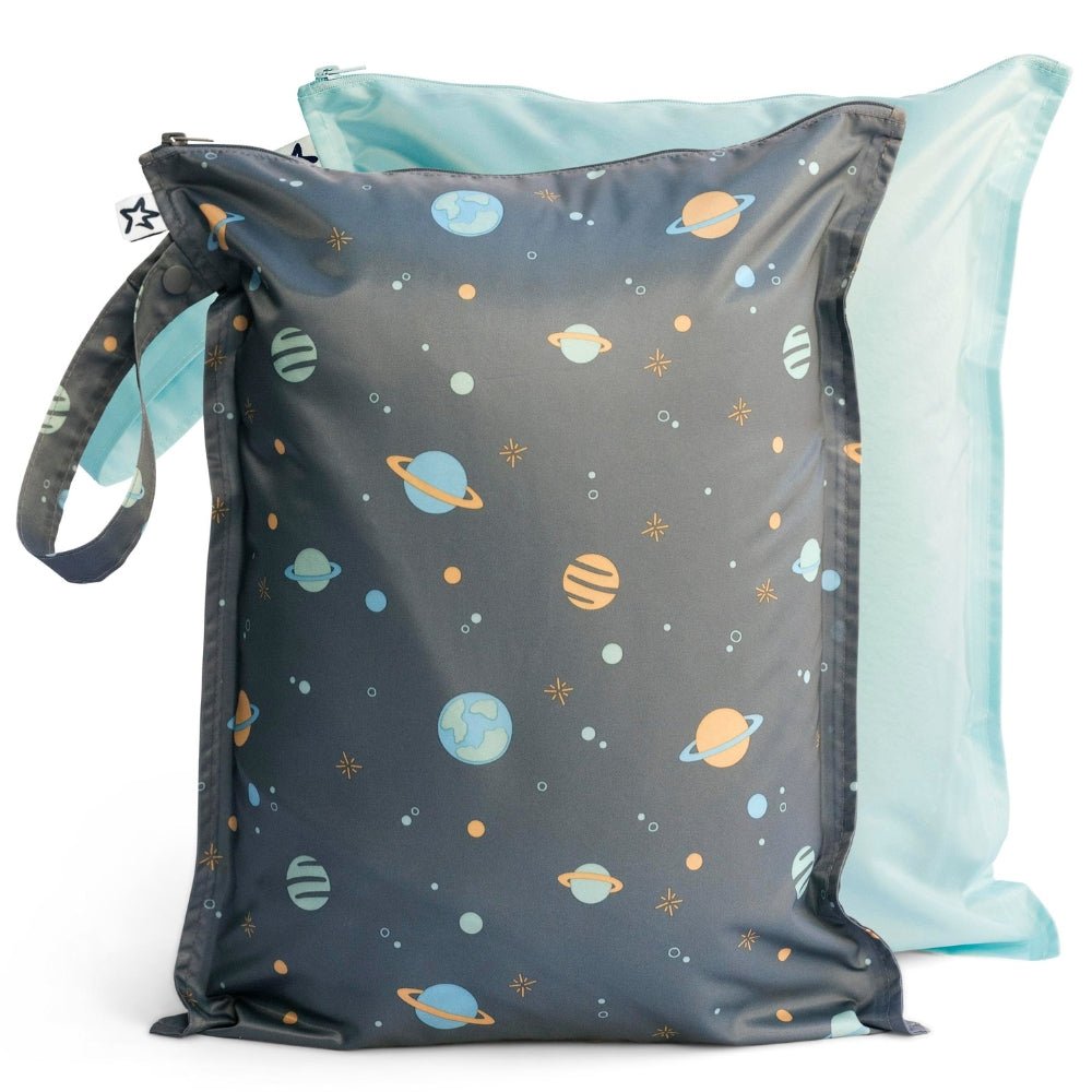 Tiny Twinkle - Mess - Proof Wet Bag 2 Pack - Space & Ice Blue